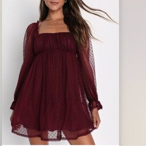 Lulu's Burgundy Long Sleeve Dress